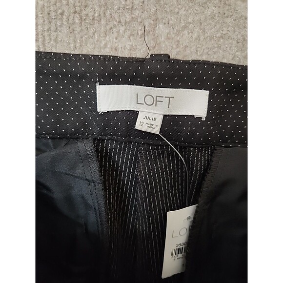 Ann Taylor Loft Julie Riviera Pants Womens 12 Black Polka Dots Ankle Stretch NEW - Picture 6 of 9